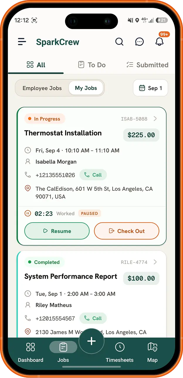 FieldTask mobile app interface
