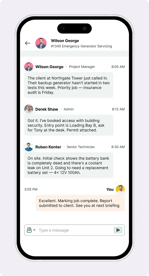 FieldTask communication interface on desktop and mobile