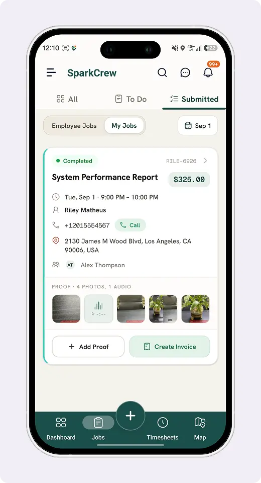 FieldTask job photos interface on desktop and mobile