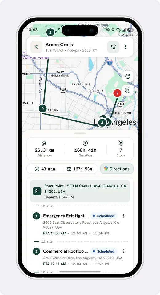 FieldTask routes interface on desktop and mobile