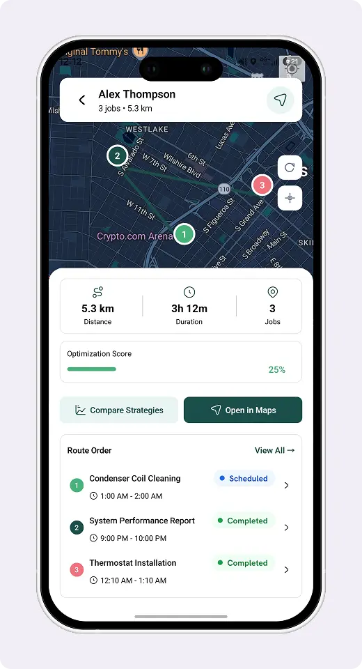 FieldTask routes interface on desktop and mobile