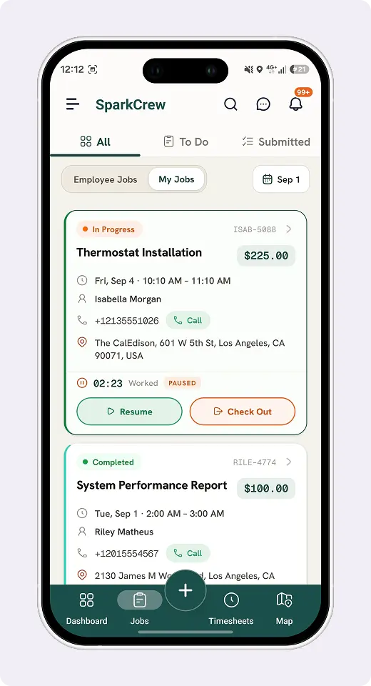 FieldTask scheduling interface on desktop and mobile