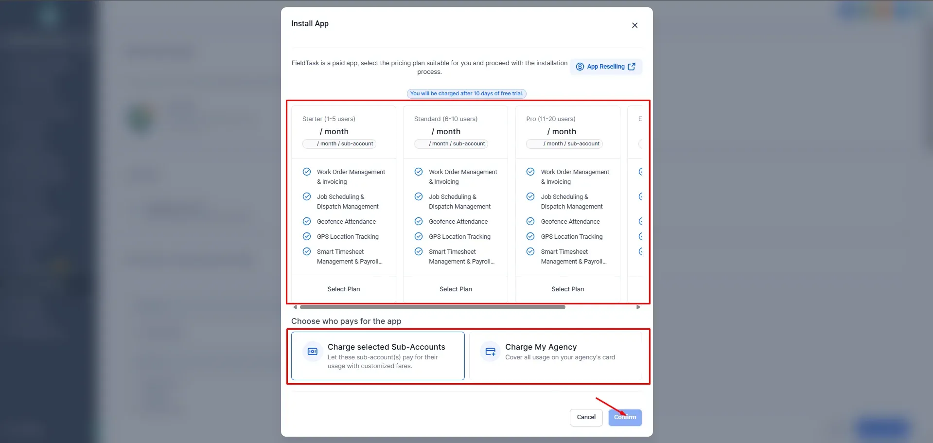 FieldTask installation page on GoHighLevel Marketplace