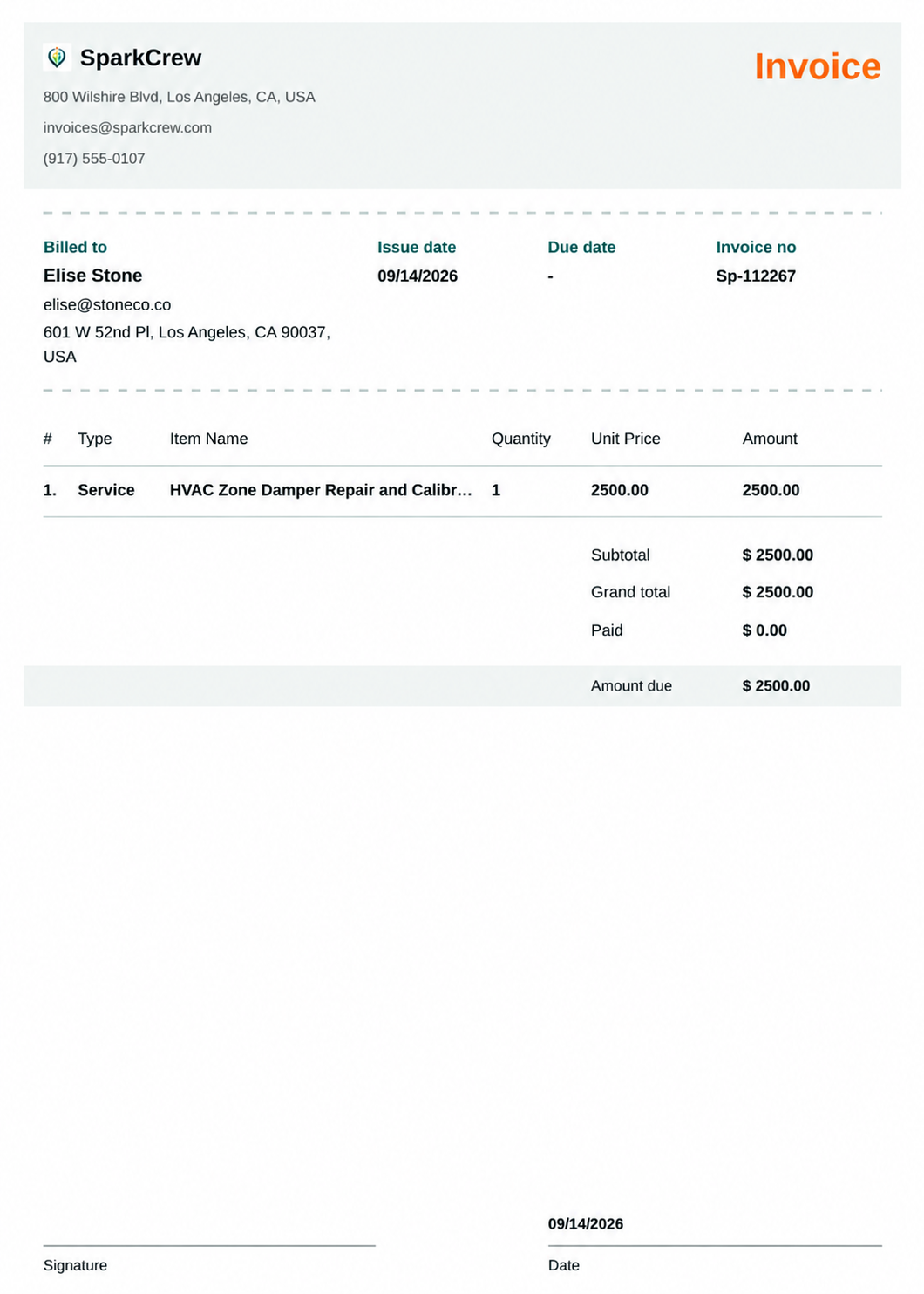 Invoice email delivery section highlighted in CRM settings page