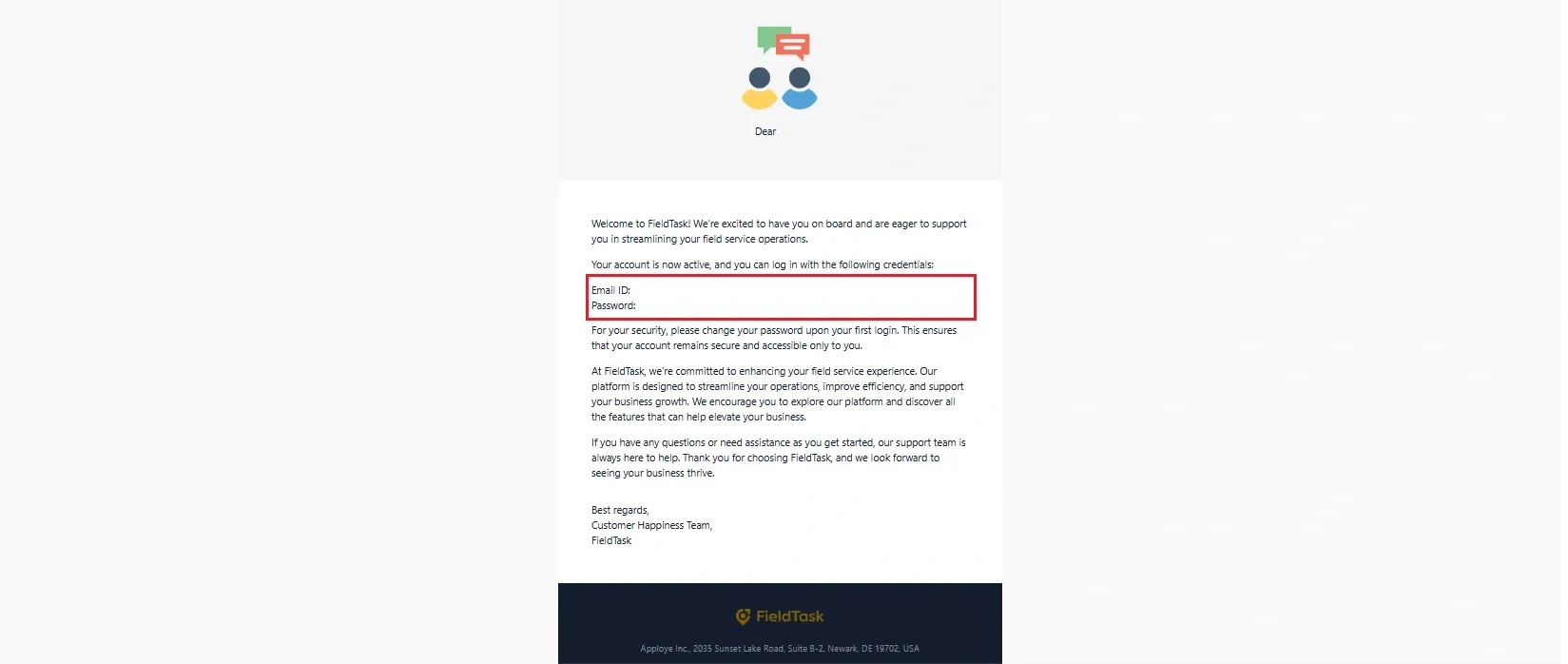 FieldTask Email Page