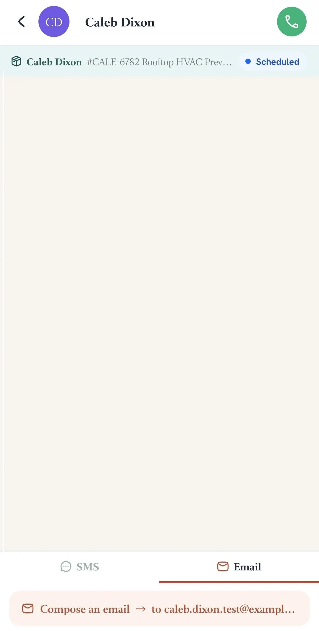 FieldTask Mobile App email tab for customer communication