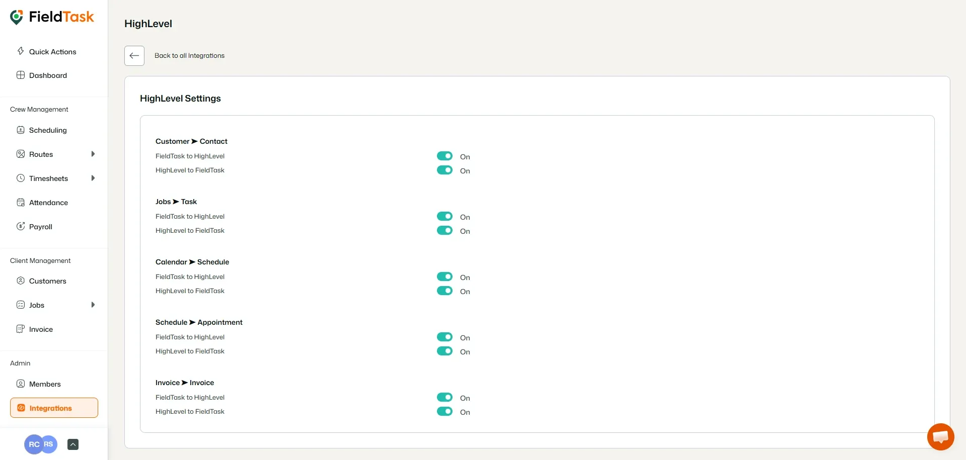 FieldTask Integration