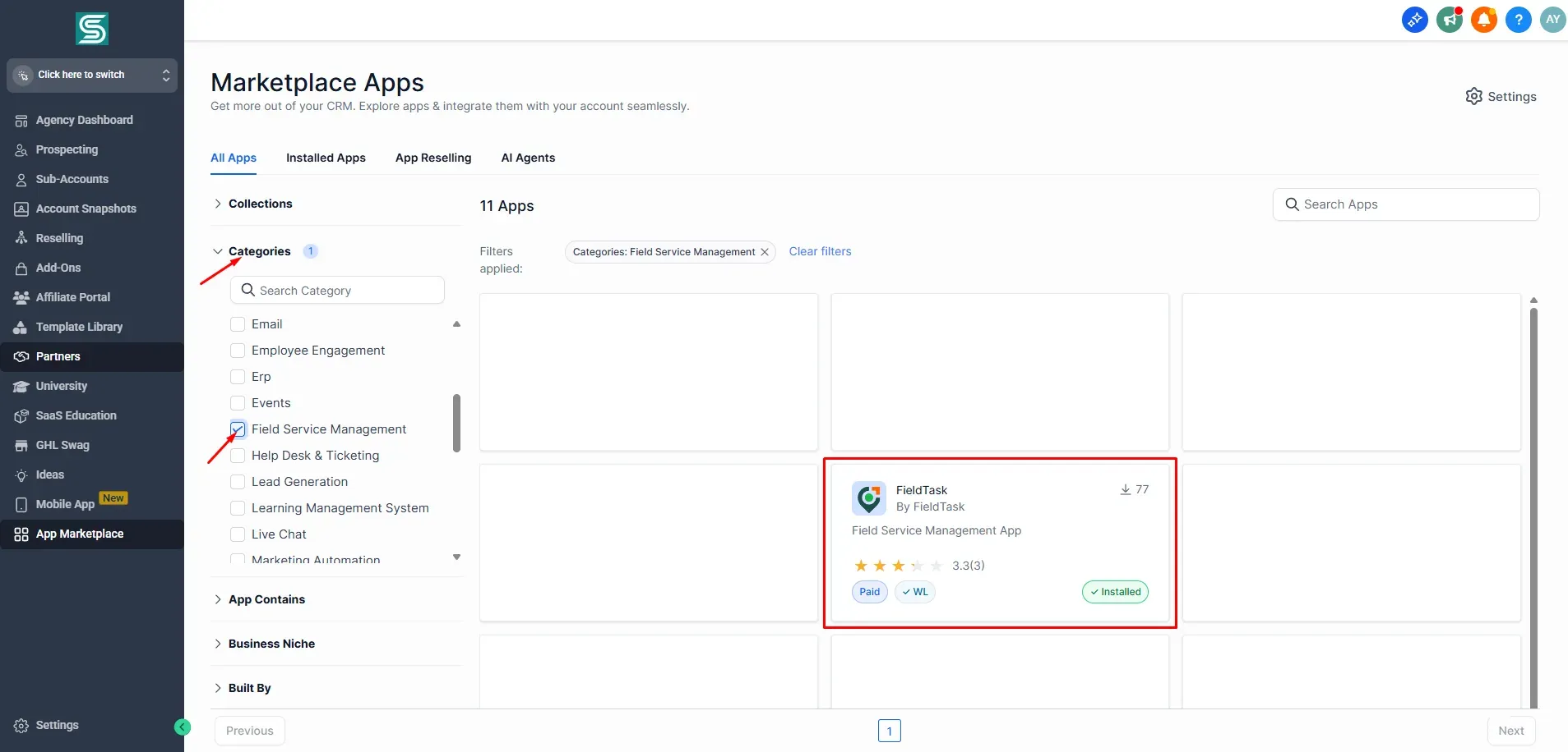 FieldTask in Highlevel Marketplace