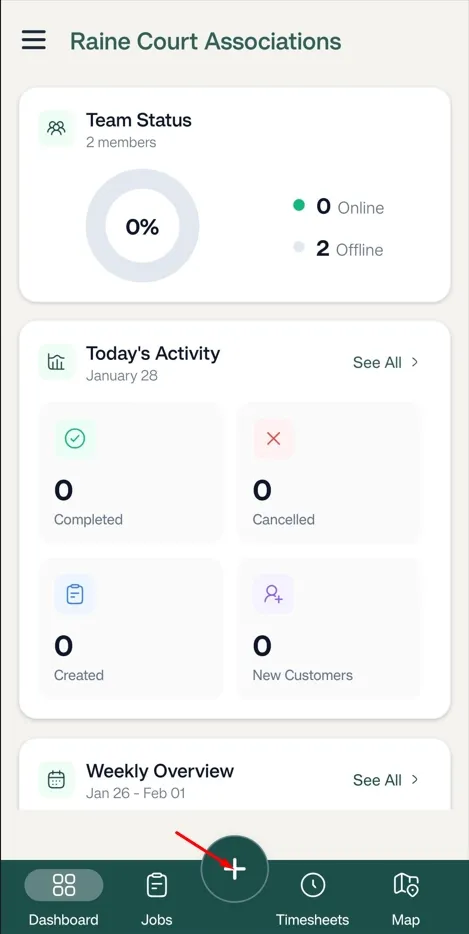 FieldTask Mobile App Dashboard