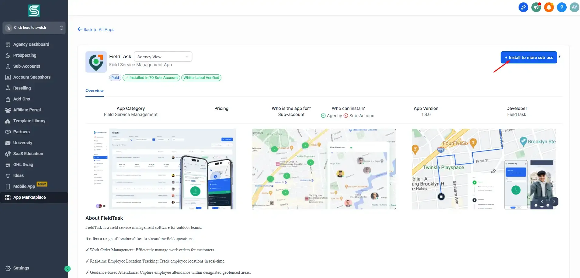 FieldTask in Highlevel Marketplace