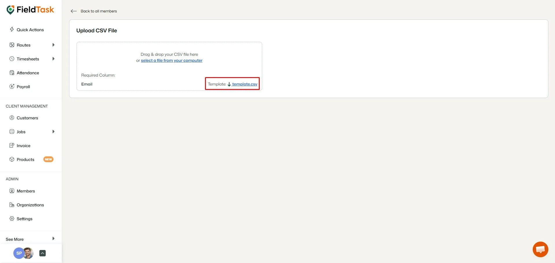 FieldTask Member Invite Page