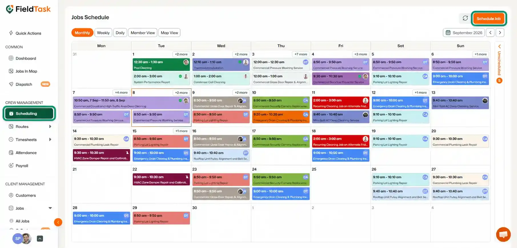 Job schedule with Scheduling and Schedule Job highlighted
