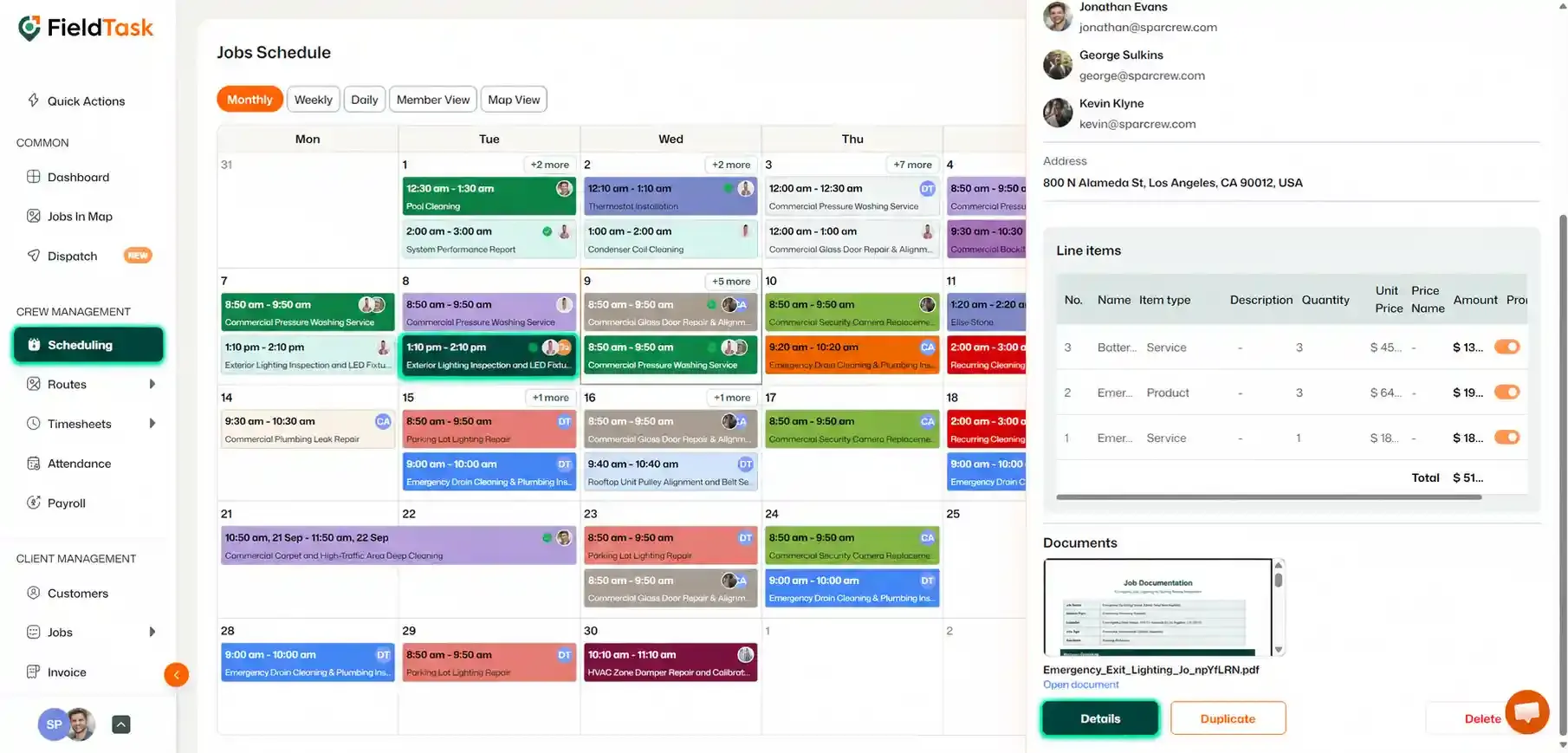 Job sharing panel with the Download PDF option highlighted.