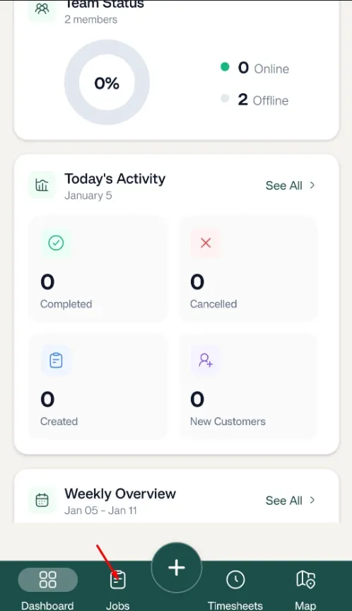 FieldTask Mobile App Dashboard