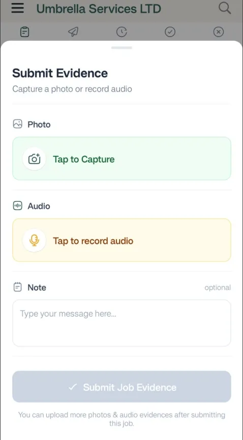 FieldTask Mobile App Evidence Submission