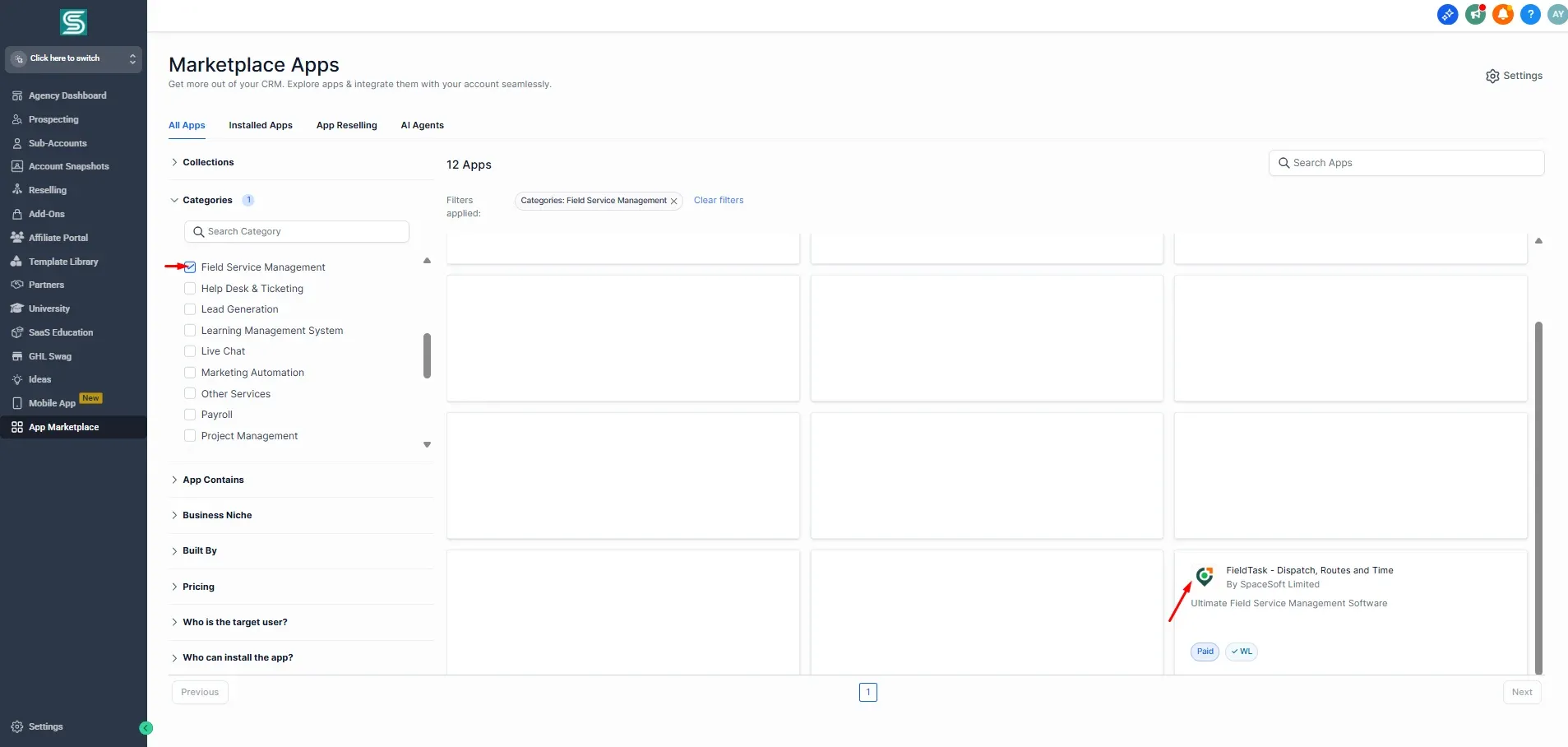 FieldTask in Highlevel Marketplace