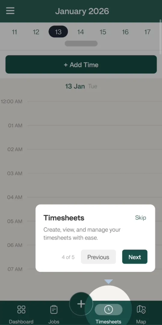 FieldTask Mobile App Timesheets