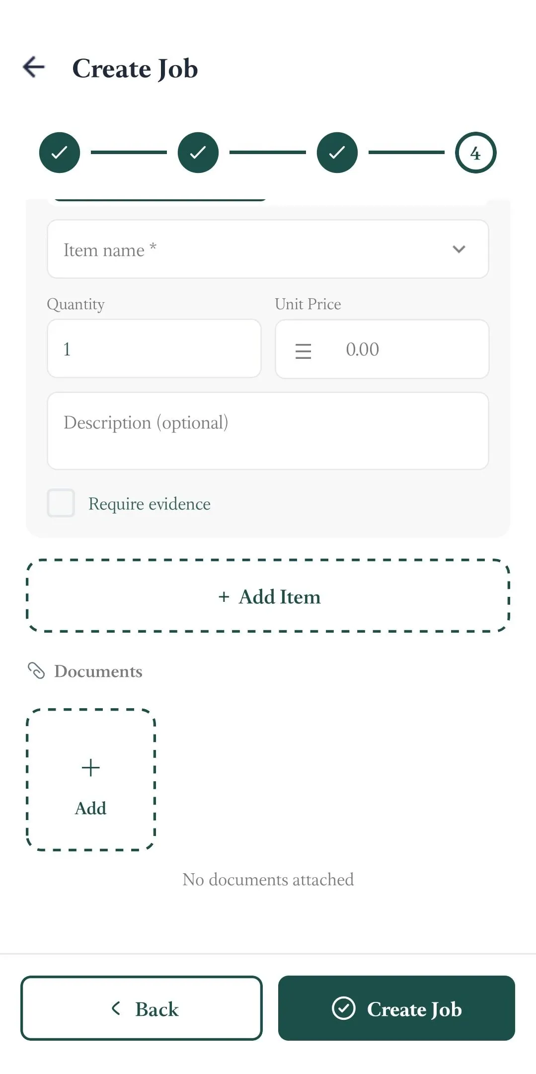FieldTask Mobile App line item and document controls