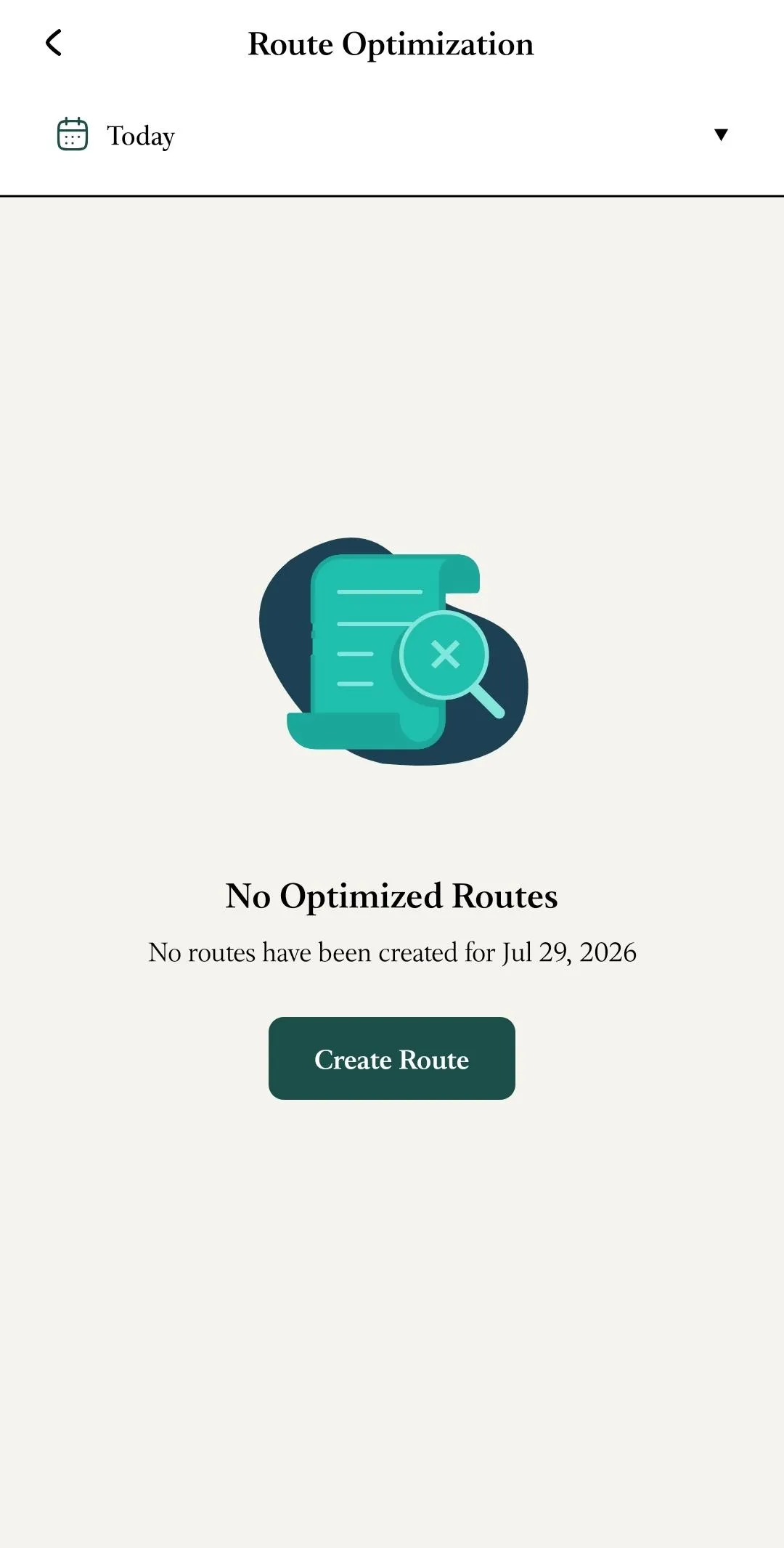 FieldTask Mobile App shows no optimized routes today