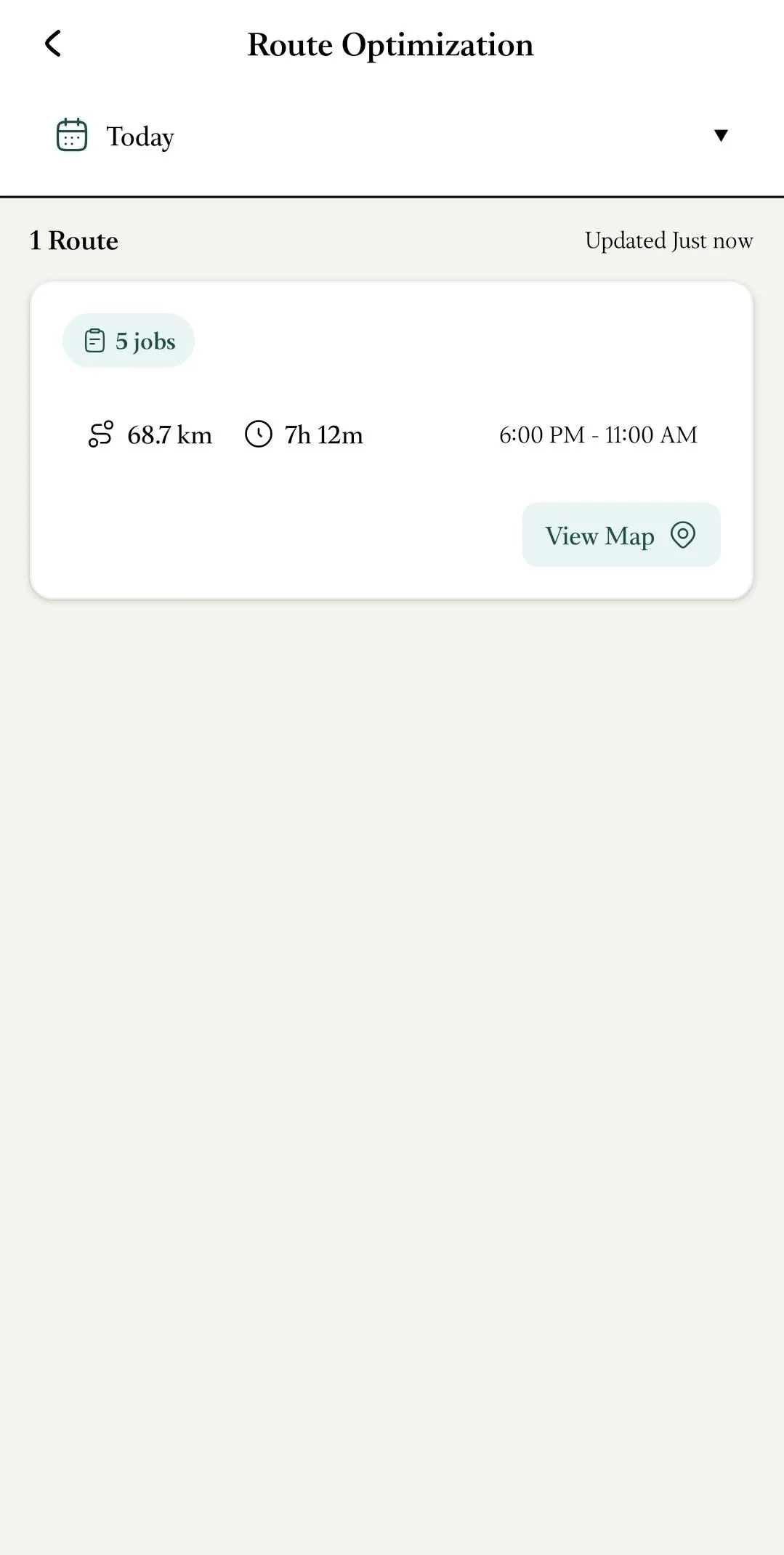 FieldTask Mobile App displays optimized route summary