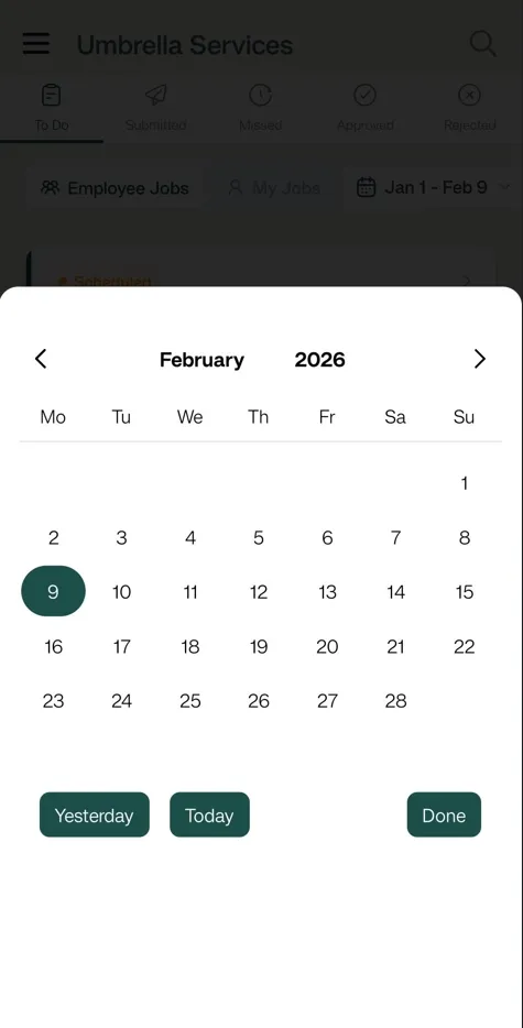 FieldTask Mobile App Job Calendar