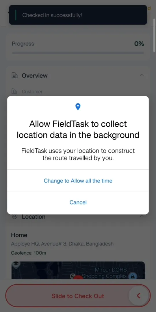 FieldTask Mobile App Permissions
