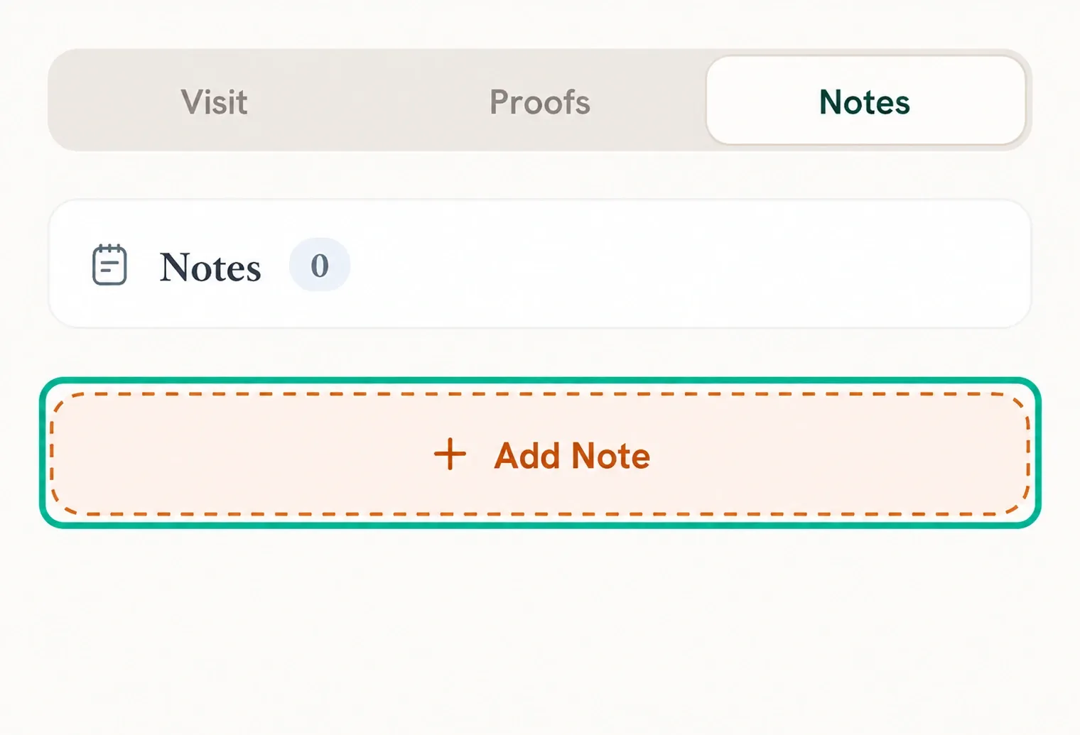 Notes page with Add Note highlighted