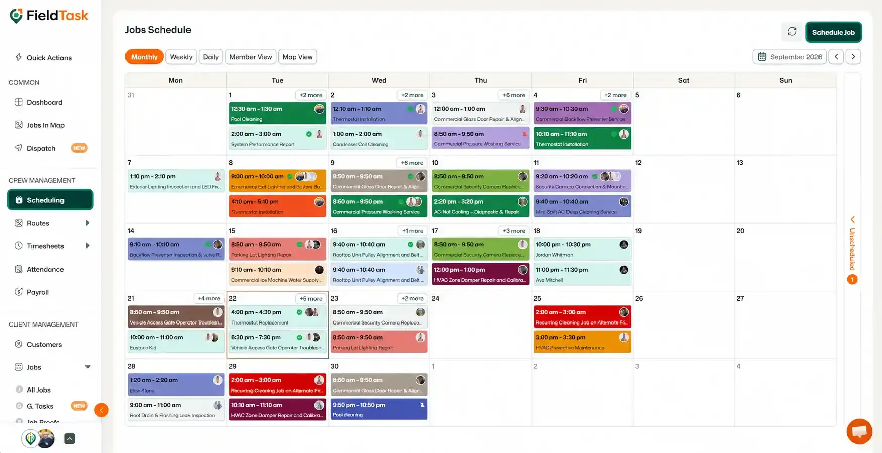 Job schedule with Scheduling and Schedule Job highlighted