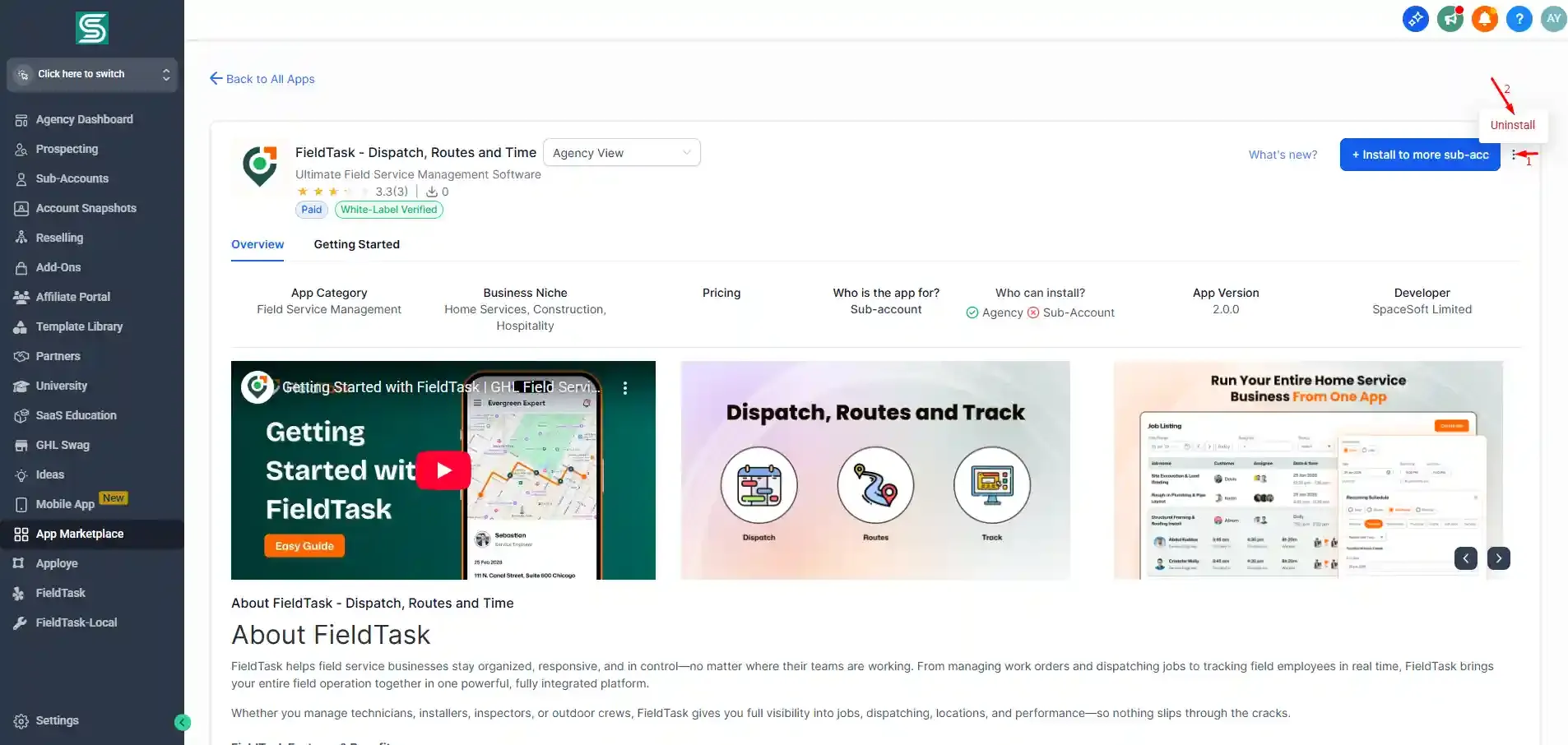 FieldTask in Highlevel Marketplace
