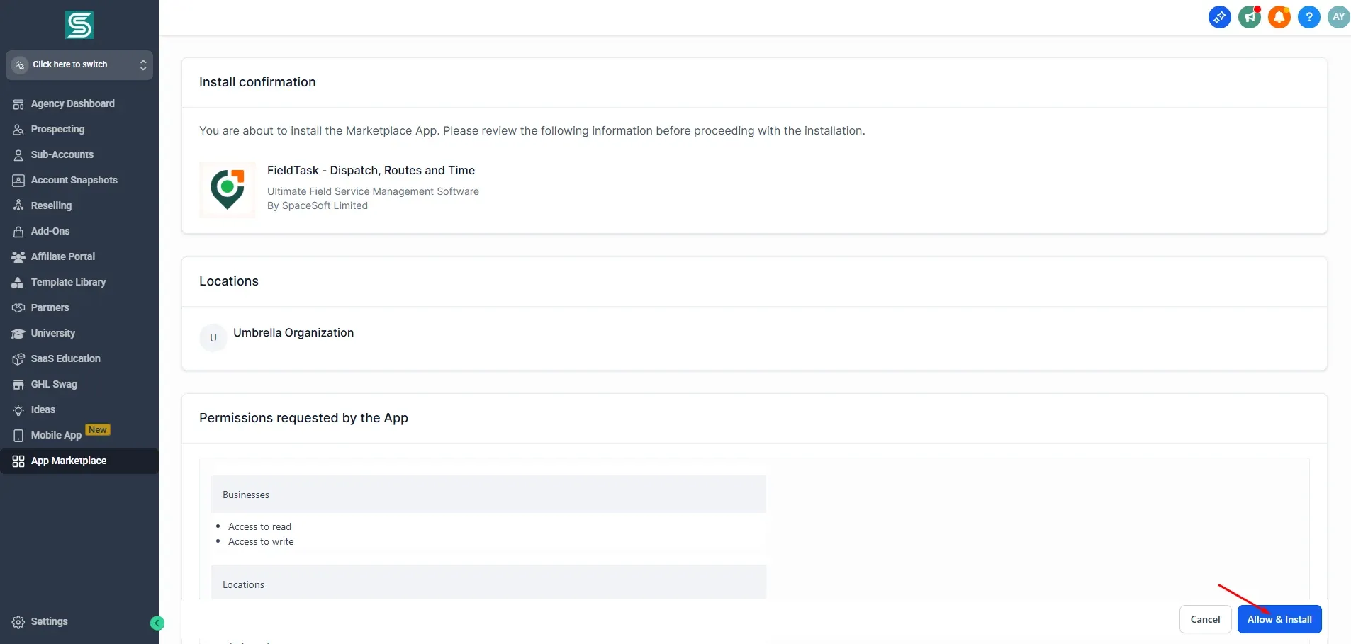 FieldTask in Highlevel Marketplace