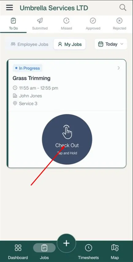 FieldTask Mobile App Jobs Page 
