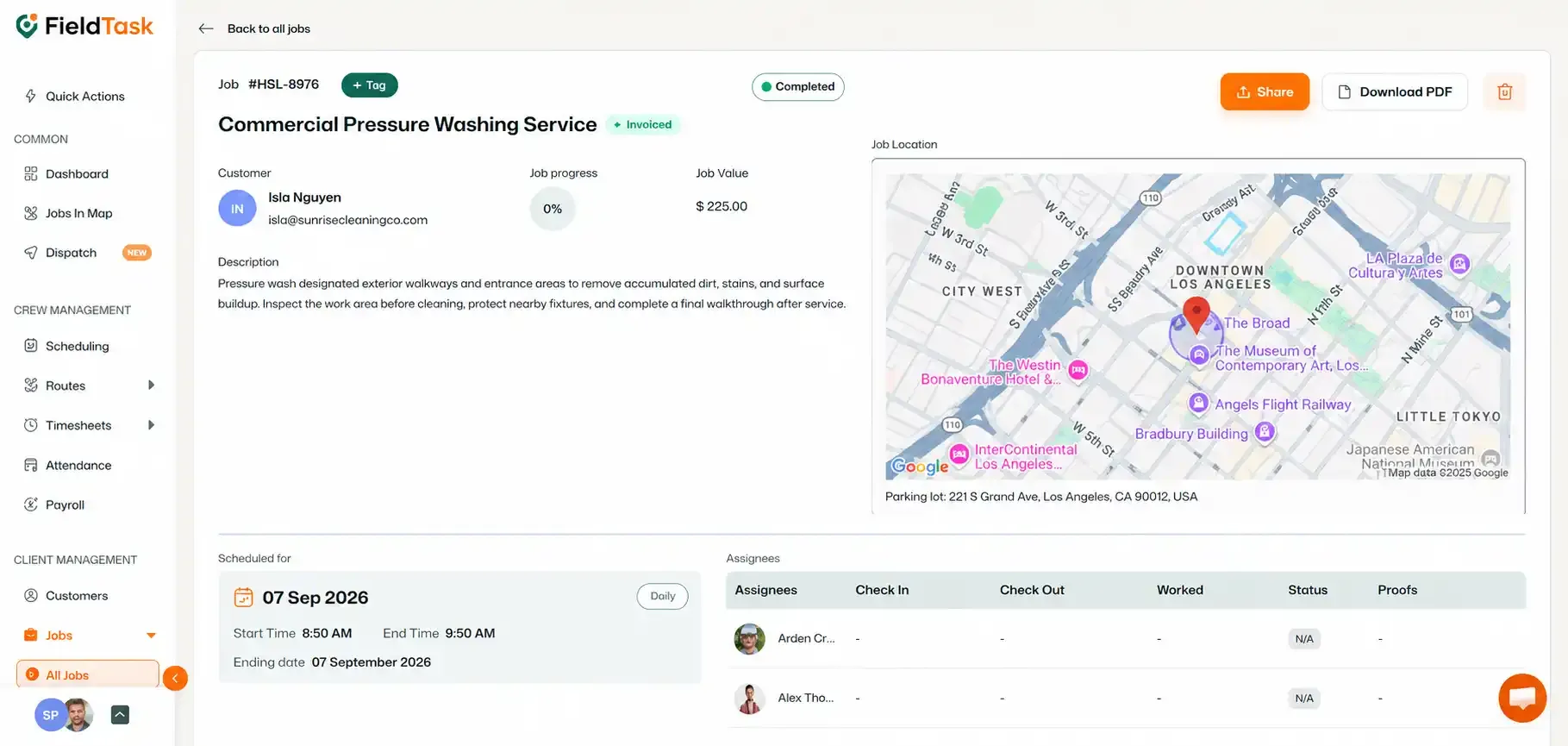 Job details page with the +Tag button highlighted.