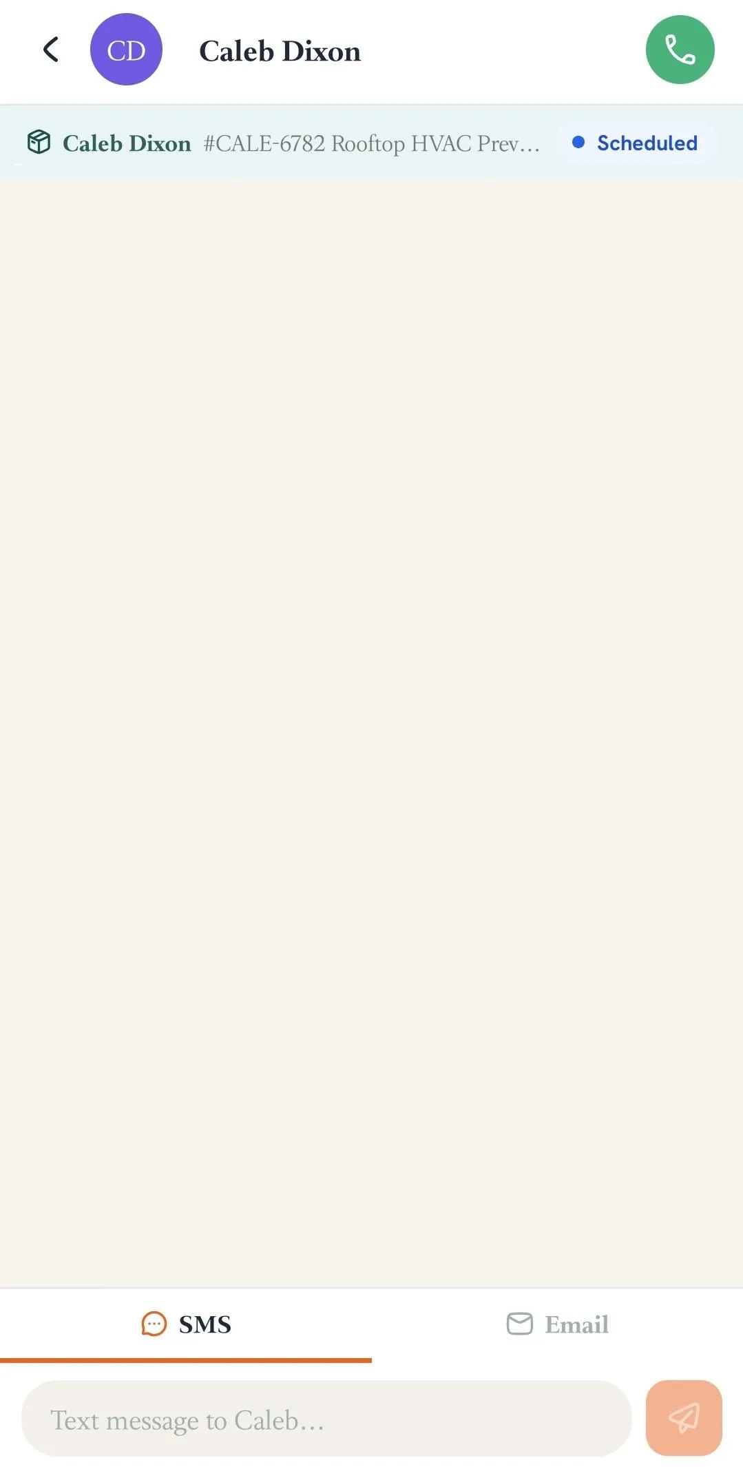 FieldTask Mobile App SMS tab for customer communication