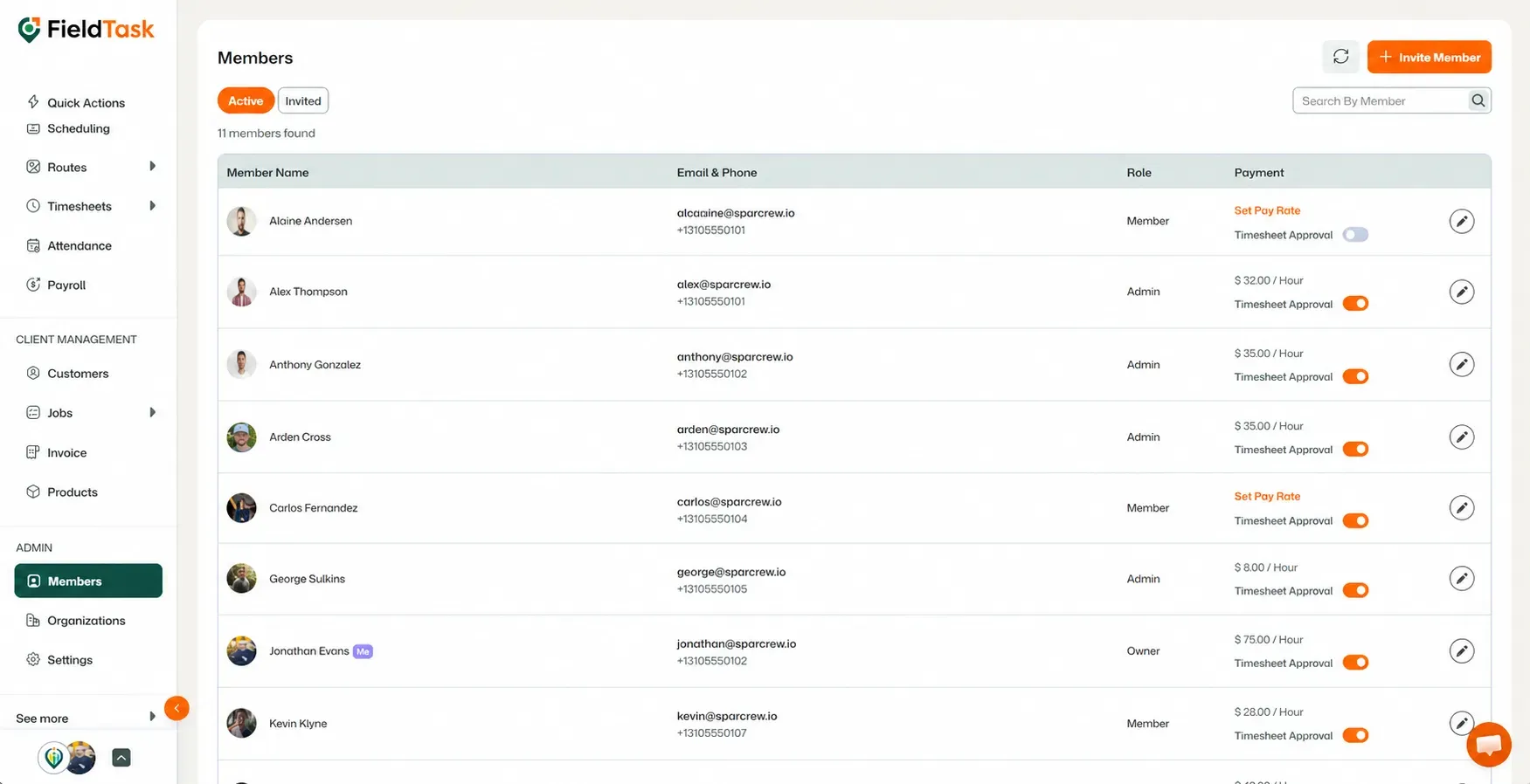 Members page with highlighted Members sidebar.
