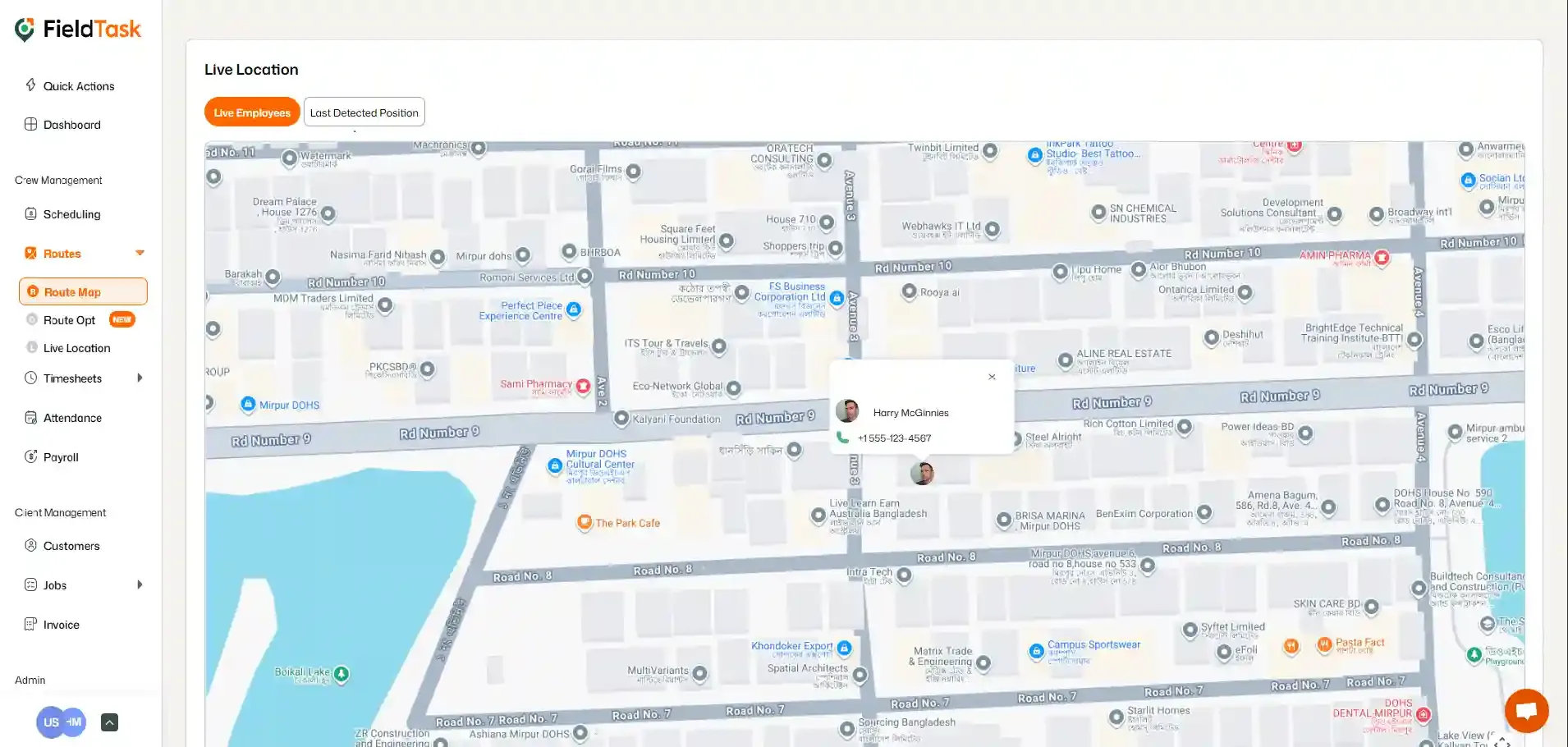 FieldTask Live location
